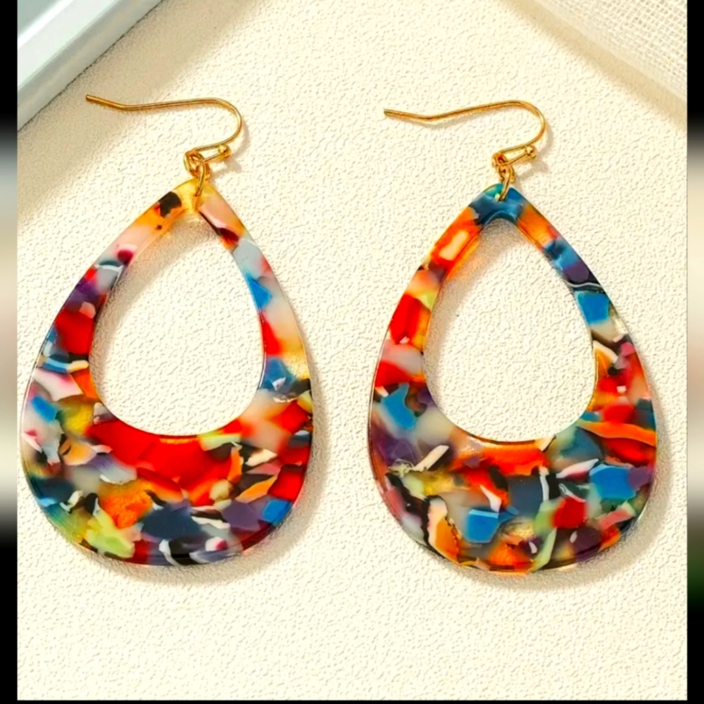 FUNFETTI Boho Teardrop Acrylic Cutout Lightweight Earrings